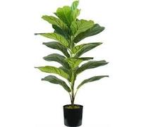 Wintem Plante Artificielle Ficus Lyrata en polyéthylène avec 21 Feuilles, 75 cm, Pot avec Mousse, Plante décorative pour intérieur
