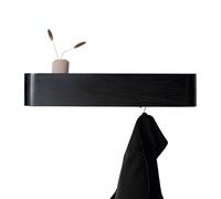 Wintem - Porte-manteau mural peu encombrant en chêne noir avec 5 crochets cachés pour entrée moderne, usage quotidien pour manteaux et sacs, design minimal avec étagère intégrée