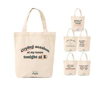 Wintem - Sac fourre-tout réutilisable 35 × 40 cm écologique polyvalent en coton et polyester avec longues poignées résistantes pour les dépenses de travail de loisirs