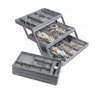 Wintem - Tiroirs extensibles à 3 niveaux avec compartiments modulaires, parfaits comme présentoir à bijoux, organisateur pour maquillage et accessoires, design pliable, peu encombrant