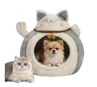Winter Cat Bed Cave - Cotton 44x36x36cm / 48x46x46cm | Semi-Enclosed Dome-Shaped Kitten Nest | Warming Cat Bed for Cold Weather Indoor Home Apartment Sleeping Napping Recovery