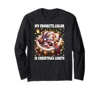 Winter Cat for Women My Favorite Color is Christmas Lights Manche Longue