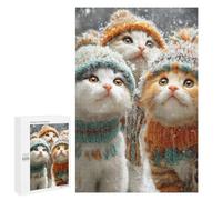 Winter Cats in Cozy Hats Puzzle 1000 Pièces Educa Jouet en Bois Cadeau Unique Décoration Intérieure Jeu Éducatif Challenge Toy Adultes Et Enfants À Partir De 14 Ans 1000 PCS