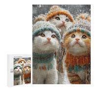 Winter Cats in Cozy Hats Puzzle 500 Pièces Educa Jouet en Bois Cadeau Unique Décoration Intérieure Jeu Éducatif Challenge Toy Adultes Et Enfants À Partir De 14 Ans 500 PCS