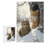 Winter Cats in Snowscape Puzzle 1000 Pièces Educa Jouet en Bois Cadeau Unique Décoration Intérieure Jeu Éducatif Challenge Toy Adultes Et Enfants À Partir De 14 Ans 1000 PCS