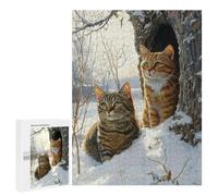 Winter Cats in Snowscape Puzzle 1000 Pièces Educa Jouet en Bois Cadeau Unique Décoration Intérieure Jeu Éducatif Challenge Toy Adultes Et Enfants À Partir De 14 Ans 500 PCS