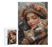 Winter Cats Warmth Scene Puzzle 300 Pièces Educa Jouet en Bois Cadeau Unique Décoration Intérieure Jeu Éducatif Challenge Toy Adultes Et Enfants À Partir De 14 Ans 300 PCS