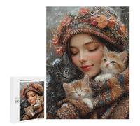 Winter Cats Warmth Scene Puzzle 500 Pièces Educa Jouet en Bois Cadeau Unique Décoration Intérieure Jeu Éducatif Challenge Toy Adultes Et Enfants À Partir De 14 Ans 500 PCS