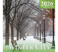 Winter City 2026 Calendar: snow-covered urban scenes and twinkling city lights in winter