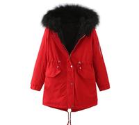Winter Coats For Women Manteau Chaud Femme Hiver Veste Rembourrée D Hiver Pour Femme Avec Col Moelleux Manteau D Ample Veste Longue Doudoune Grande Taille Red Xl