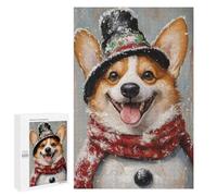 Winter Corgi with Snow Hat Puzzle 1000 Pièces Educa Jouet en Bois Cadeau Unique Décoration Intérieure Jeu Éducatif Challenge Toy Adultes Et Enfants À Partir De 14 Ans 1000 PCS