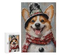 Winter Corgi with Snow Hat Puzzle 300 Pièces Educa Jouet en Bois Cadeau Unique Décoration Intérieure Jeu Éducatif Challenge Toy Adultes Et Enfants À Partir De 14 Ans 300 PCS