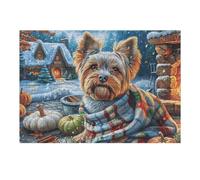 Winter Cottage Yorkshire Terrier Chien 300 Pièces Puzzle Adolescent en Carton Rigide Difficulté Moyenne Activité ÉduChative Voyage Déplacement Cadeau Anniversaire Petit Prix 300 PCS/40x28cm