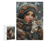 Winter Cozy Cats Puzzle 1000 Pièces Educa Jouet en Bois Cadeau Unique Décoration Intérieure Jeu Éducatif Challenge Toy Adultes Et Enfants À Partir De 14 Ans 300 PCS