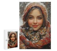Winter Cozy Kitten Portrait Puzzle 1000 Pièces Educa Jouet en Bois Cadeau Unique Décoration Intérieure Jeu Éducatif Challenge Toy Adultes Et Enfants À Partir De 14 Ans 1000 PCS