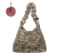 Winter Cute Plush Leopard Shoulder Bag,Vintage Faux Fur Print Tote Bag,Casual Trendy Animal Print Handbag for Women
