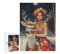 Winter Deer Fantasy Artwork Puzzle 1000 Pièces Educa Jouet en Bois Cadeau Unique Décoration Intérieure Jeu Éducatif Challenge Toy Adultes Et Enfants À Partir De 14 Ans 500 PCS