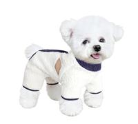 Winter Dog Fuzzy Velvet Pajamas, Jumpsuit Coat with Back Zipper for Small Medium Dogs Warm | Soft Easy on/Off (White, XS)