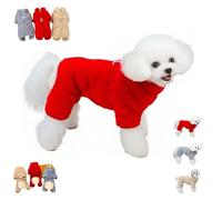 Winter Dogs Jumpsuit Coat with Back Zipper, 2025 New Full Body Warm Dog Snowsuit, Fleece Dog Jumpsuit, Double D-Ring and Zipper on Bac,for Small Medium Dogs Cats (Red,S)