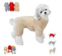 Winter Dogs Jumpsuit Coat with Back Zipper, 2025 New Full Body Warm Dog Snowsuit, Fleece Dog Jumpsuit, Double D-Ring and Zipper on Bac,for Small Medium Dogs Cats (Khaki,M)