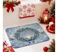 Winter Elegance Tapis de salle de bain Couronne 40,6 x 61 cm | Motif flocon de neige, tapis de douche, illustration de bougie, décoration d'intérieur saisonnière, accents de sol de salle