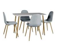 WINTER - Ensemble Table + 4 Chaises Gris Clair - Altobuy Blanc G