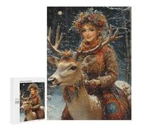 Winter Fantasy with Deer Puzzle 1000 Pièces Educa Jouet en Bois Cadeau Unique Décoration Intérieure Jeu Éducatif Challenge Toy Adultes Et Enfants À Partir De 14 Ans 500 PCS