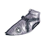 Winter Fleece Warm Dog Coat Vest Outdoor Waterproof with Zipper Chihuahua Pug French Bulldog Jacket,Argent,S