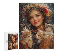 Winter Floral Crown with Kittens-1 Puzzle 1000 Pièces Educa Jouet en Bois Cadeau Unique Décoration Intérieure Jeu Éducatif Challenge Toy Adultes Et Enfants À Partir De 14 Ans 500 PCS