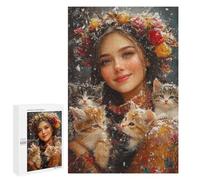 Winter Floral Crown with Kittens-1 Puzzle 1000 Pièces Educa Jouet en Bois Cadeau Unique Décoration Intérieure Jeu Éducatif Challenge Toy Adultes Et Enfants À Partir De 14 Ans 1000 PCS