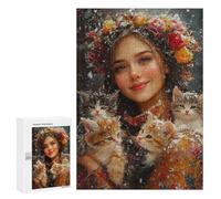 Winter Floral Crown with Kittens-1 Puzzle 300 Pièces Educa Jouet en Bois Cadeau Unique Décoration Intérieure Jeu Éducatif Challenge Toy Adultes Et Enfants À Partir De 14 Ans 300 PCS