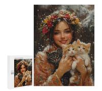 Winter Floral Crown with Kittens-3 Puzzle 1000 Pièces Educa Jouet en Bois Cadeau Unique Décoration Intérieure Jeu Éducatif Challenge Toy Adultes Et Enfants À Partir De 14 Ans 500 PCS