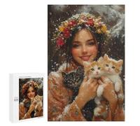 Winter Floral Crown with Kittens-3 Puzzle 1000 Pièces Educa Jouet en Bois Cadeau Unique Décoration Intérieure Jeu Éducatif Challenge Toy Adultes Et Enfants À Partir De 14 Ans 1000 PCS