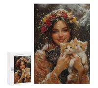Winter Floral Crown with Kittens-3 Puzzle 300 Pièces Educa Jouet en Bois Cadeau Unique Décoration Intérieure Jeu Éducatif Challenge Toy Adultes Et Enfants À Partir De 14 Ans 300 PCS
