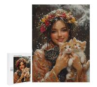 Winter Floral Crown with Kittens Puzzle 1000 Pièces Educa Jouet en Bois Cadeau Unique Décoration Intérieure Jeu Éducatif Challenge Toy Adultes Et Enfants À Partir De 14 Ans 500 PCS