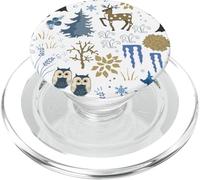 Winter Forest Christmas Holidays Snow Season Owl Reindeer PopSockets PopGrip pour MagSafe