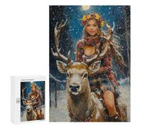 Winter Forest Deer Ride Puzzle 1000 Pièces Educa Jouet en Bois Cadeau Unique Décoration Intérieure Jeu Éducatif Challenge Toy Adultes Et Enfants À Partir De 14 Ans 300 PCS
