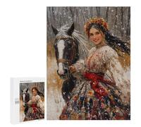 Winter Forest Horse Portrait Puzzle 1000 Pièces Educa Jouet en Bois Cadeau Unique Décoration Intérieure Jeu Éducatif Challenge Toy Adultes Et Enfants À Partir De 14 Ans 500 PCS