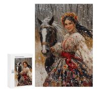 Winter Forest Horse Portrait Puzzle 1000 Pièces Educa Jouet en Bois Cadeau Unique Décoration Intérieure Jeu Éducatif Challenge Toy Adultes Et Enfants À Partir De 14 Ans 300 PCS