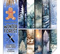 Winter Forest scrapbook paper, 8.5x8.5, 10 Designs, 20 Double-Sided Sheets: Scrapbooking Paper for Junk Journals, Decorative craft Paper for Gift, ... & Mixed Media, Origami, Collage & Card Making