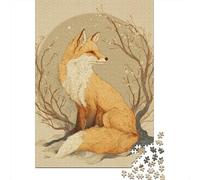 Winter Fox Art Print Puzzle 1000 Pièces Educa Jouet en Bois Divertissement Créatif Décoration Intérieure Jeu Éducatif Challenge Toy Adultes Et Enfants À Partir De 14 Ans 52x38cm/1000pcs