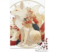 Winter Fox Illustration Puzzle 1000 Pièces Cadeau Unique Jeu Éducatif Challenge Toy À De Qualité Supérieure Peinture Art pour Adultes Enfants 38x26cm/1000pcs