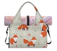 Winter Fox Sac de sport mignon pour homme et femme Motif renard avec compartiment à chaussures Sac fourre-tout pour yoga, gym, voyage, couleur, L, Organiseur de sac