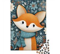 Winter Fox Scarf Illustration Puzzle 1000 Pièces Educa Jouet en Bois Cadeau Unique De l'art De La Décoration Jeu Éducatif Challenge Toy Adultes & Enfants des 14 Ans 52x38cm/1000pcs