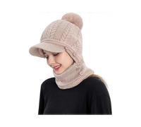 Winter Hat Warm Face Mask Cap One-Piece Scarf Mask Set Knitted Warm Bib Beanie Hat, Knitted Hat,Bib Suit, Caps with Visor