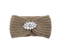 Winter Headbands for Women Bandes de cheveux tricotées avec strass for femmes, élégantes, Protection des oreilles, couvre-tête, exercice lavage du visage, Yoga, couvre-chef chaud(Khaki)