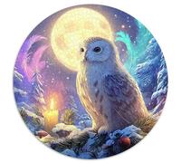 Winter Hibou 1000 Pièces Puzzle Circulaire Puzzle Adulte pour Enfants Puzzle Rond Créatif Jeu D'Intelligence Décoration pour Enfants Cadeau 1000pcs (67.5x67.5cm)