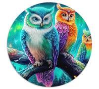 Winter hibous 1000 Pièces Puzzle pour Adultes Et Enfan Puzzle Rond Décompression Créative Jeu Cadeau Unique 1000pcs (67.5x67.5cm)