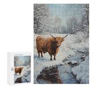 Winter Highland Cow Scene Puzzle 1000 Pièces Educa Jouet en Bois Cadeau Unique Décoration Intérieure Jeu Éducatif Challenge Toy Adultes Et Enfants À Partir De 14 Ans 300 PCS