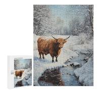 Winter Highland Cow Scene Puzzle 1000 Pièces Educa Jouet en Bois Cadeau Unique Décoration Intérieure Jeu Éducatif Challenge Toy Adultes Et Enfants À Partir De 14 Ans 500 PCS